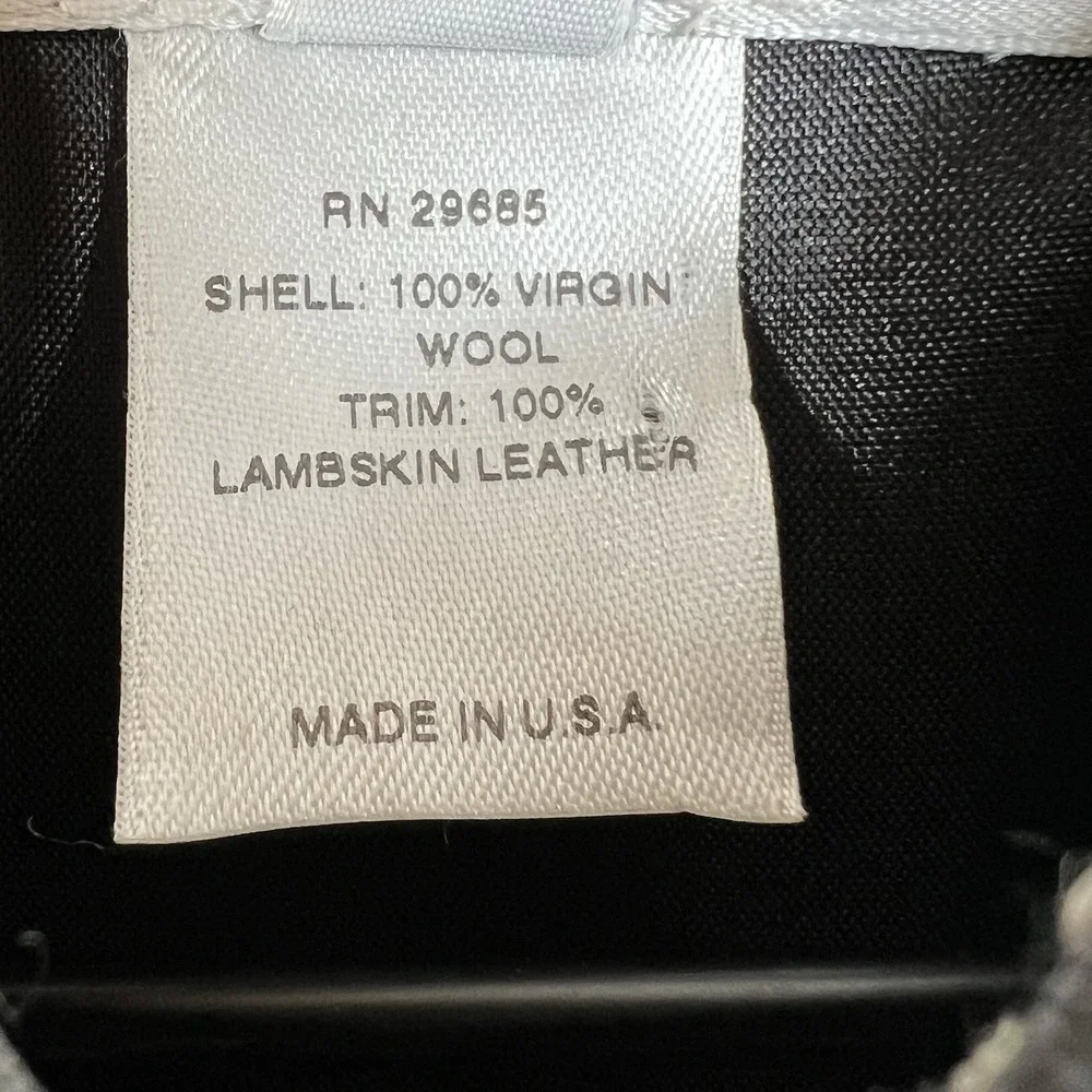 Pendleton‎ Womens 6 Black Cream Houndstooth Virgin Wool Lambskin Trim Jacket